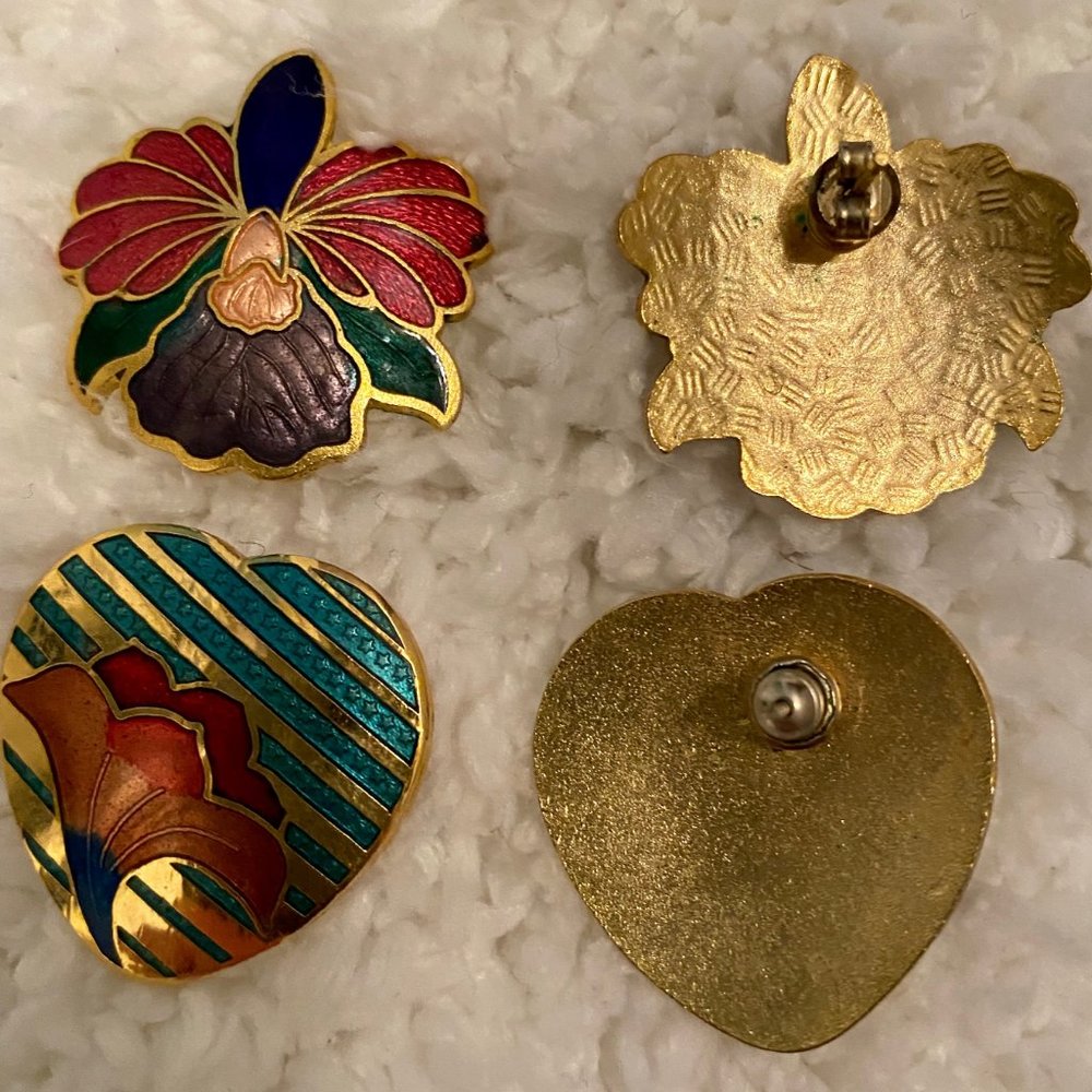 Vintage Cloisonne Earrings - Picture 2 of 2